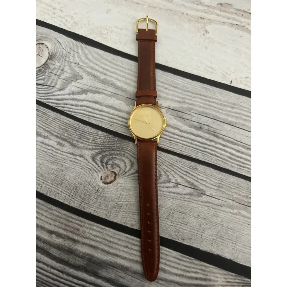 Wells Fargo Gold Tone Brown Band Women’s Quartz Watch